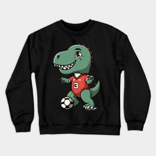 Green dinosaur playing football Crewneck Sweatshirt